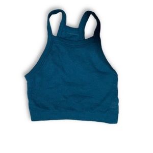 NWT Fabletics Halter Sports Bra, Teal/ Fjord, Size XS